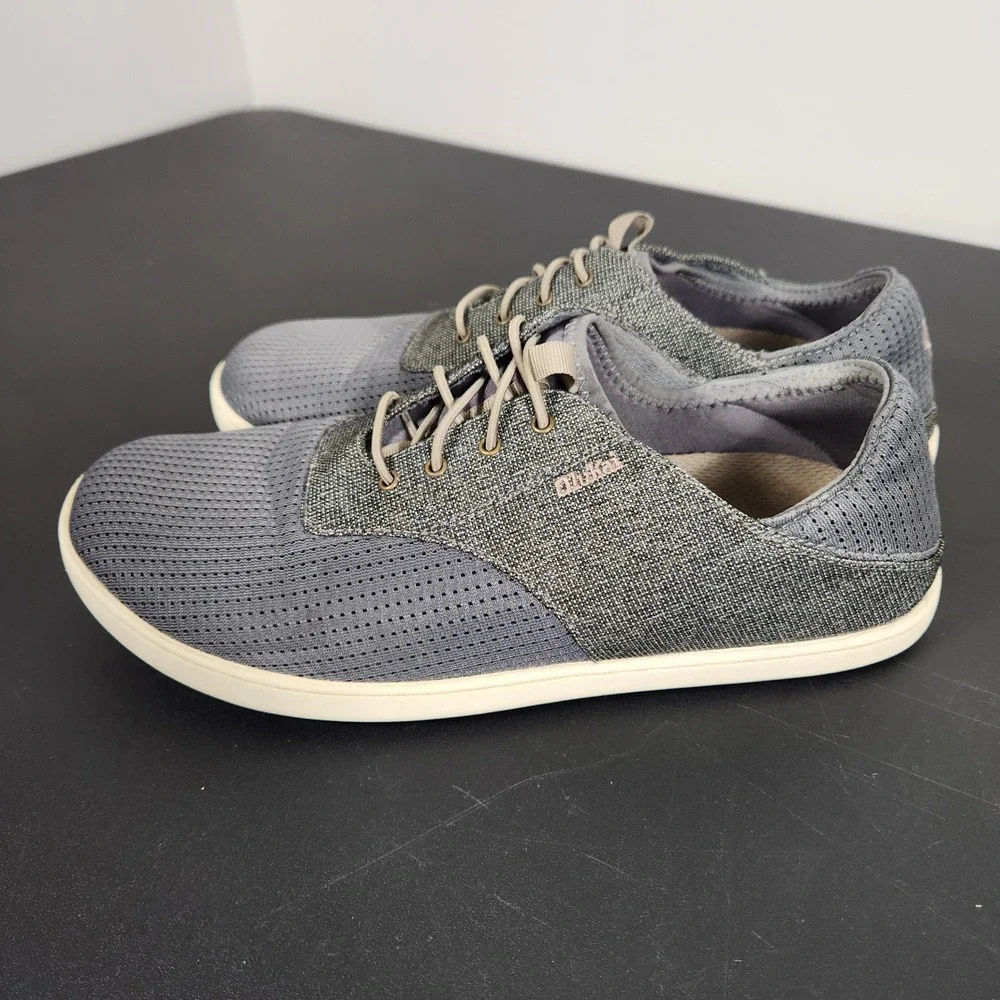 OluKai Nohea Moku Mens Grey Boat Shoes Coastal Casual Sneakers 10283-2610 Size 9